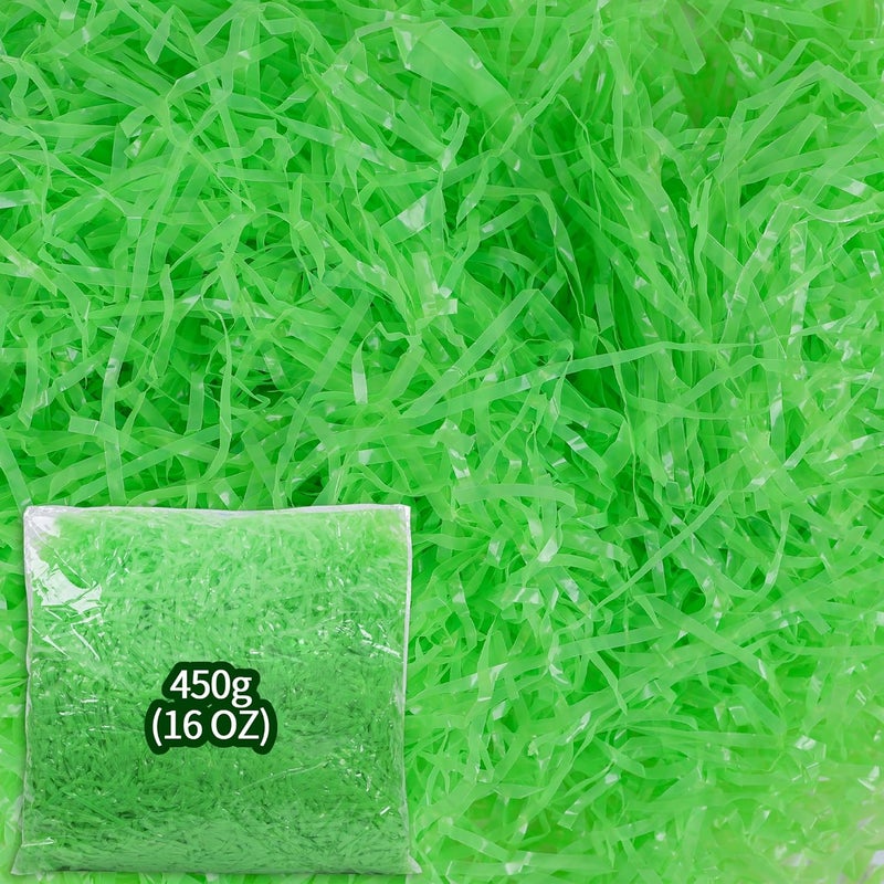 Kiddokids 16 oz Green Easter Basket Grass – Plastic Fake Grass Shred Raffia for Egg Stuffer, Party Supplies & Gift Wrapping Decor - Image 1